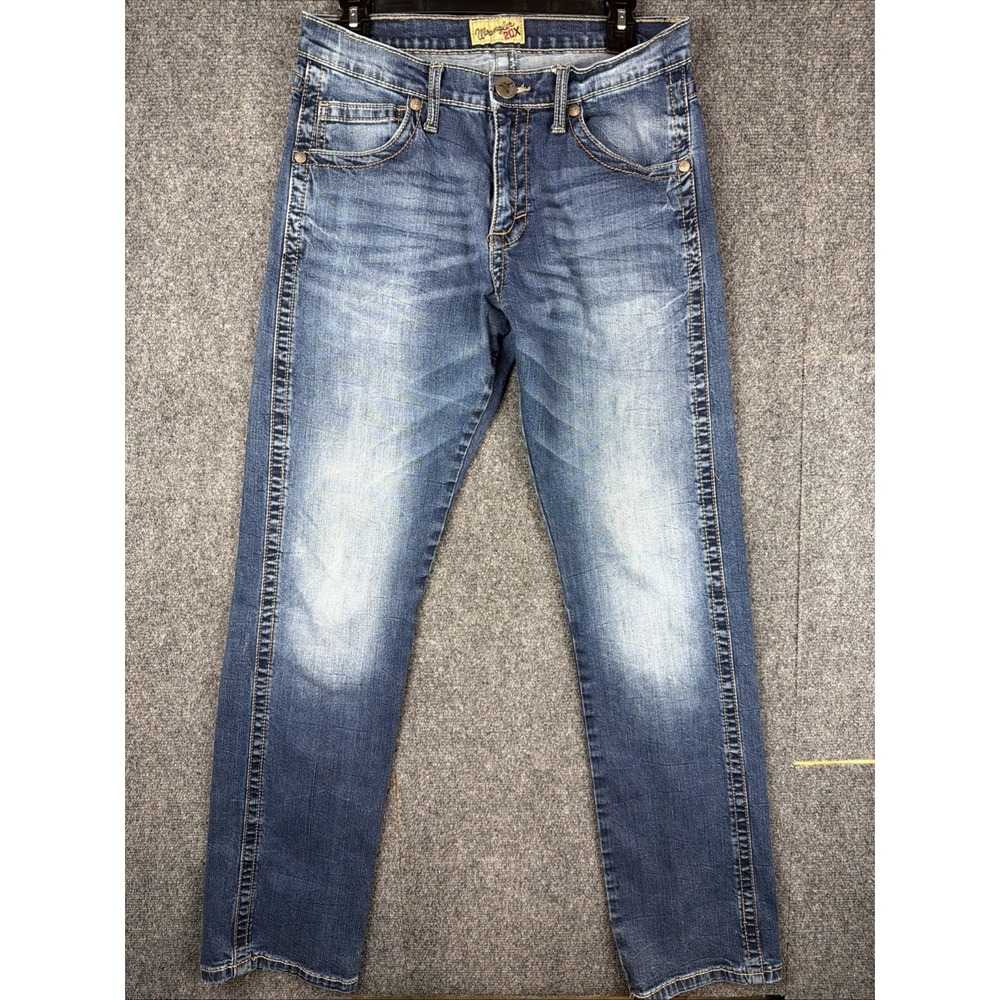 Wrangler Men's Slim Straight Blue Washed Jeans